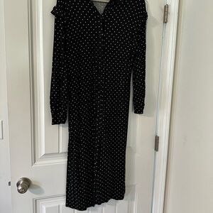 ASOS Black and White Polka Dot Long Sleeve Dress
